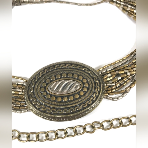 Chico's VTG Gold And Silver Beaded Statement Belt - Picture 4 of 4